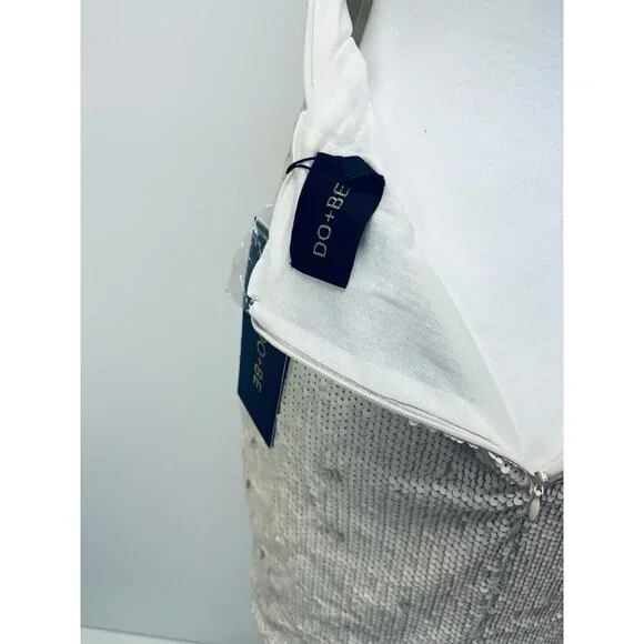 DO+BEl Women's Sequin Halter Ruffle Mini Dress Size M Beige NEW - Picture 6 of 9